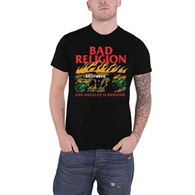 Image of Bad Religion T Shirt Burning Black Band Logo Official Mens M