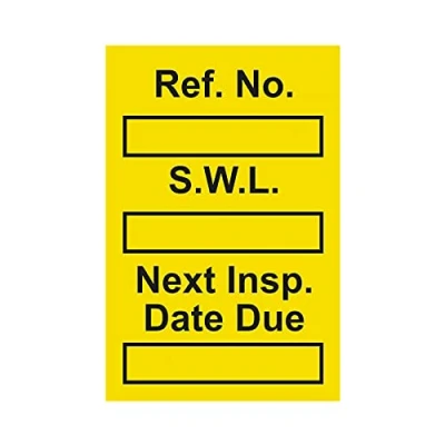 Image of Safe Working Load Safety Tag Pack of 20 Yellow Polypropylene 31mm x 47mm