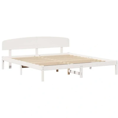 Image of vidaXL Bed Frame with Headboard White 180x200 cm Solid Wood Pine