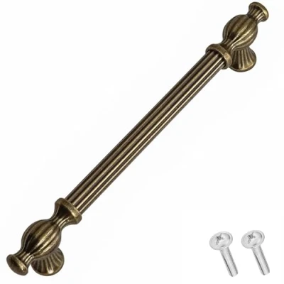 Image of Decoranddecor Verna Traditional T bar Antique Style Cabinet Pulls Drawer Handles Zinc (128mm Hole Center, Brass)