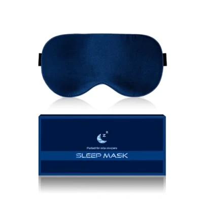 Image of Aosun Silk Sleep Mask, Eye 22Momme 100 Percent Pure Mulberry Blackout Anti Allergy Natural Mask with Adjustable Headband, Suitable for Men and Women (Blue)