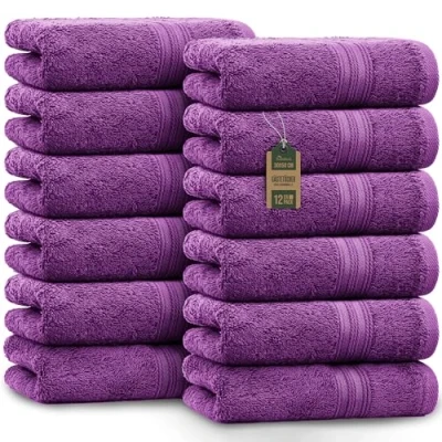 Image of NatureMark Guest Towels, Violet, Pack of 12 30 x 50 cm