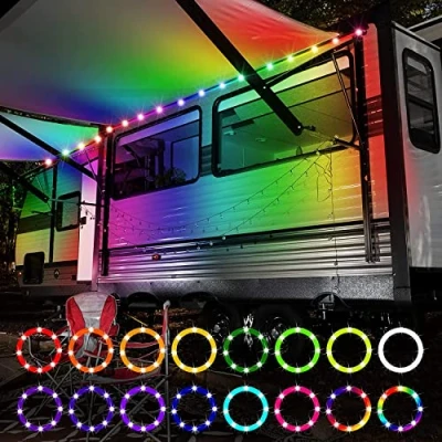 Image of Eliteemo LED RV Lights, 16.4Ft Remote Control Awning DC 12V Strip Light, 16 Color Change by Yourself, Waterproof Exterior Super Bright to Display at Night