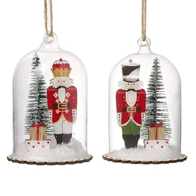 Image of Heaven Sends Set of 2 Nutcracker Dome Christmas Tree Decorations