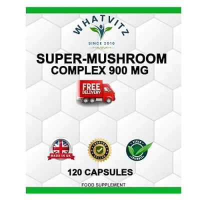 Image of Super Mushroom Complex 900 MG 120 Capsules Lions Mane,Chaga,REISHI,CORDYCEPS,Shitake