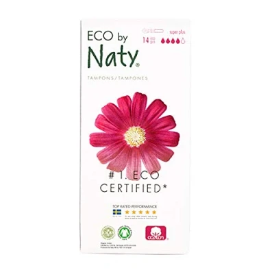 Image of Eco by Naty Tampons with applicator Super Plus, 14 tampons. Plant Based, Vegan, 100% Organic Cotton