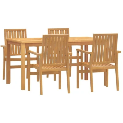 Image of vidaXL 5 Piece Garden Dining Set Solid Wood Teak
