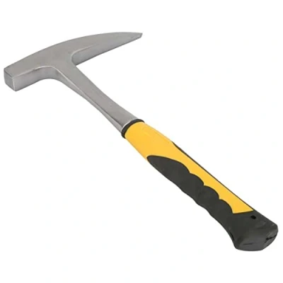 Image of Fafeicy Double Head Duckbill Hammer 36oz, High Carbon Steel Flat Geological Survey Brick with Comfortable Rubber Handle for Repair Rocks, Remove Surface Weathering and Floating Soil (S)