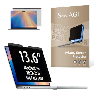 Image of SenseAGE Magnetic Privacy Screen Filter for MacBook Air 13.6 inch, Easy On/Off Anti Blue Light, Glare Protector, Compatible with Apple Mac Laptop inch (2023 M2)