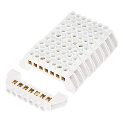 Image of Terminal Blocks,10pcs 7 Hole Bridge Design Electrical Distribution Wire Screw Brass Block Connectors Terminals