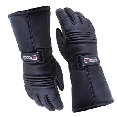 Image of Bikers Gear Motorcycle Thinsulate and Waterproof Leather Gloves, Black, Size Large
