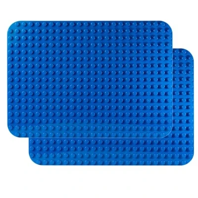 Image of APOSTROPHE Games Building Block Base Plates for Large Blocks 38.1 cm x 26.7 Blue Baseplates, Compatible with Leading Brands (2x Blue)