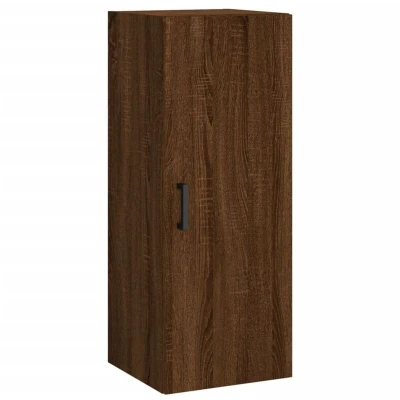 Image of vidaXL Engineered Wood Wall Mounted Cabinet Spacious Floating Storage with Glass Doors Modern Decor for Living Room, Bedroom, Study Brown Oak