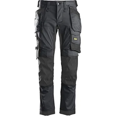 Image of Snickers AllroundWork Stretch Trousers Holster Pockets Steel Grey/Black 112