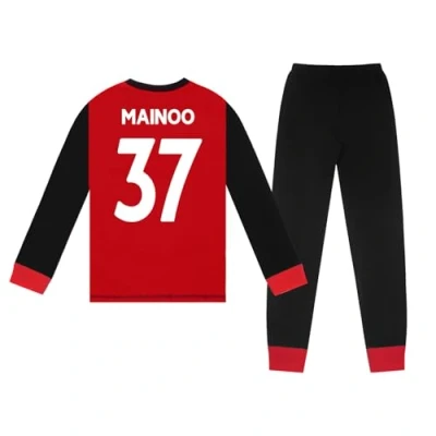 Image of Manchester United FC Boys Mainoo 37 Long Pyjamas Red 7 8 Years
