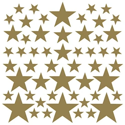 Image of PREMYO Set of 54 Star Wall Stickers Kids Nursery Decor Easy to Apply Decals for Bedrooms Girls Boys Gold