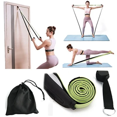Image of Elastic Exercise Resistance Band with Door Anchor, Improve Legs Arms Glutes Strength Stretching Strap, Physical Therapy Assist Belts, for Home Gym Fitness Training Gain Flexibility &amp;