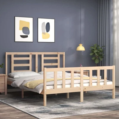 Image of vidaXL Bed Frame without Mattress King Size Solid Wood Pine