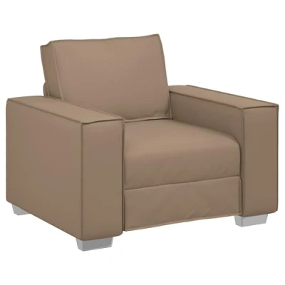 Image of vidaXL Sofa/Single Seater Lounge Cappuccino Faux Leather, Compact 59 cm Wide for Living Room/Balcony/Patio, Modern Chrome Legs, Comfortable and Durable Seating