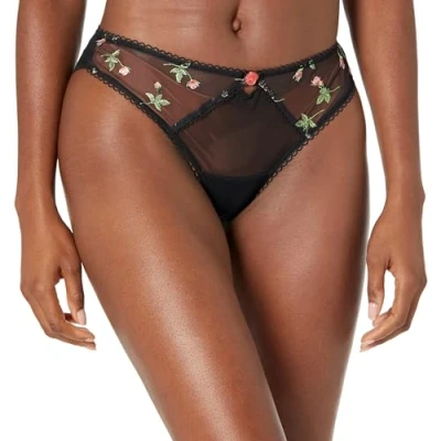 Image of Freya Women&#039;s Rose Blossom Classic Brief Bikini Style Underwear, Black, M