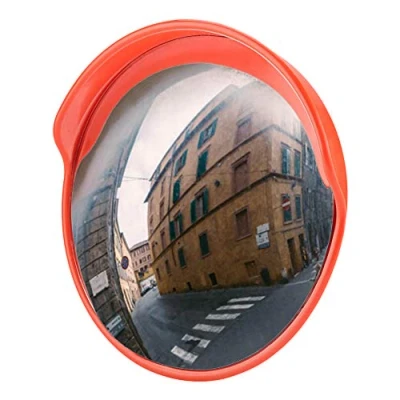 Image of Traffic Mirror, 130 Degree Wide Angle Mirror Curved, Driveway Mirrors Convex Outdoor 45cm, Round External, Blind Spot for Road, Orange