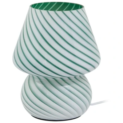 Image of Lindby table lamp Andriana, green/white, glass, Ø 15 cm