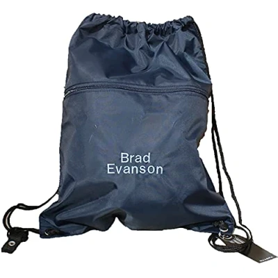 Image of Oh Sew Simple Personalised Water Resistant QUADRA Branded Swim Bag Kids Sports Gym with Zip Front Side Pocket Embroidered Any Name (Navy)