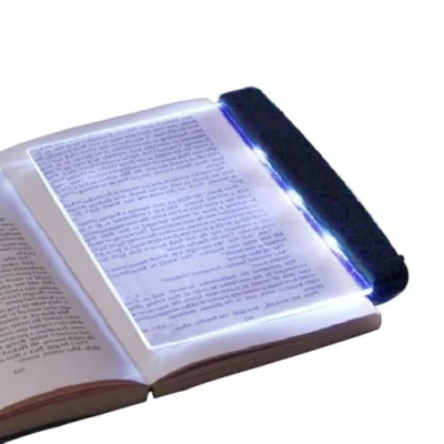 Image of HERCHR Reading Lights for Books in Bed,Flat Book Light LED with Detachable Page Clip,Book Lamp Night Light,Flat Panel,Battery Powered, Bed, Car