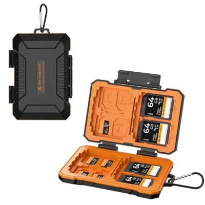 Image of K&amp;F Concept 29 Slots Memory Card Case, Water Resistant CF SD SIM Case Holder for 4 x CF/XQDs 12 Micro (TF) 2 Nano and 1