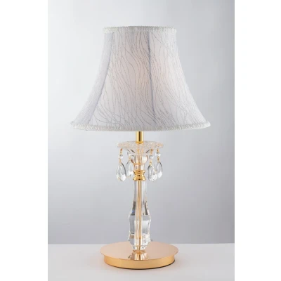 Image of MONET Table Lamp With Round Tapered Shade Gold, Crystal Fabric 35x55cm