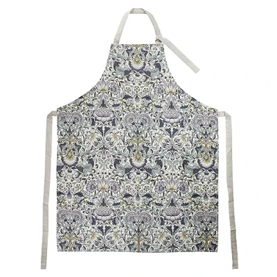 Image of Leonardo Collection LP94974 William Morris Lodden Print in Blue Apron Baking Kitchen Pinny