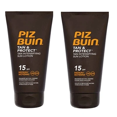 Image of PIZ BUIN Tan &amp; Protect Intensifying Lotion SPF 15 150ml Pack of 2