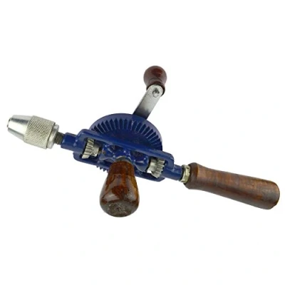 Image of Hand Drill 1/4inch / 8mm Chuck Tools Double Pinion Wood Side Manual Turn TE138