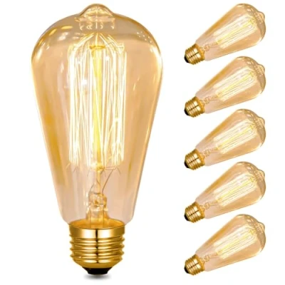 Image of Neviland E27 Vintage Light Bulbs Large Edison Screw Bulb Squirrel Cage Shaped Filament 2700K Warm White Dimmable Pack of 6 (60, Watts)