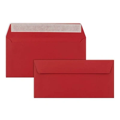 Image of &quot;FarbenFroh by GUSTAV NEUSER&quot; 25 envelopes DIN long rose red 110 g/m² 11 x 22 cm very dimensionally stable self adhesive quality brand: FarbenFroh NEUSER