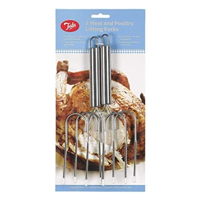Image of Tala 10A11385 Stainless Steel Meat Lifting Forks, 2 Piece Set, 31 x 15.3 cm