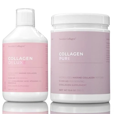 Image of Swedish Collagen Deluxe 500ml + Pure Powder I 12500 mg Marine (Type &amp; III) Liquid and
