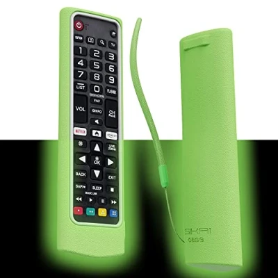 Image of Protective Case Compatible with LG Remote AKB73715601 / AKB75095308 AKB74915324 AKB75095307, Shockproof Anti Scratch Shell Cover, Fit Like a Glove, Silicone Adapter (Green White)
