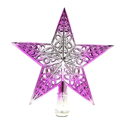Image of JMAHM Tree Toppers Christmas Star Xmas Treetop Topper Decoration Ornament (20cm, Red Silver)