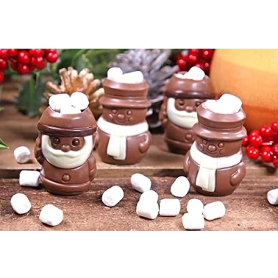 Image of Gnaw Festive Hot Chocolate Bombes Gift Set with Mini Marshmallows 2 Santa &amp; Snowmen Characters, Perfect for Christmas, Secret Santa, or Stocking Filler, 4 Pack