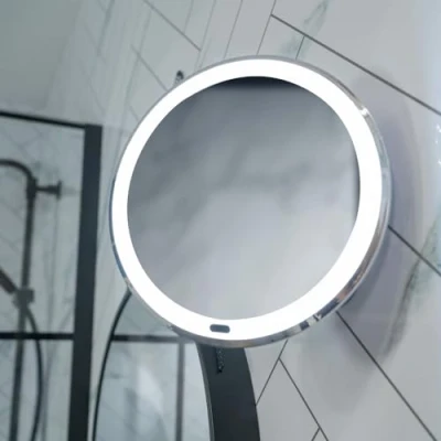 Image of ValueLights Rechargeable Suction Cup Mirror with 5 x Magnification, Illuminated Dressing Table Bathroom, Vanity Makeup Shaving