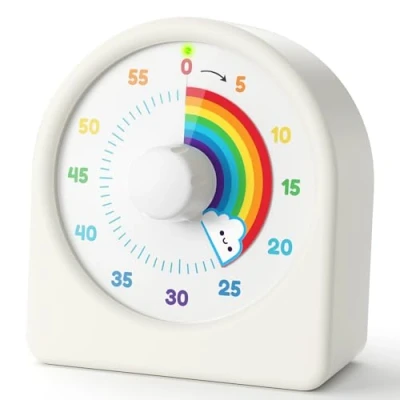 Image of LIORQUE 60 Minute Visual Timer for Kids, Rechargeable Countdown Clock Kids Classroom, Pomodoro with &#039;Rainbow&#039; Design and Magnetic Back, Time Management Tool Teaching