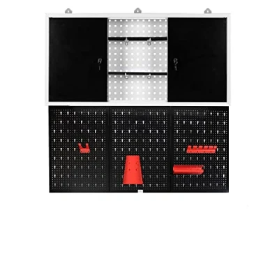 Image of XPOtool Workbench with Tool Wall Cabinet &amp; Storage Rack 3 Perforated Panels, Accessories, Order
