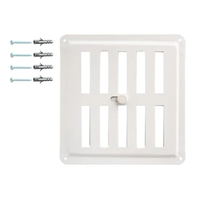 Image of Adjusted Metal Air Vent Grate Powder Coated in White RAL 9016, Regulated Ventilation Grille Colour, Open Close 15 x cm / 6 inches.