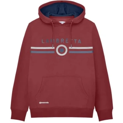 Image of Lambretta Mens Contrast Target Hoodie Pullover Sweatshirt Burgundy XL
