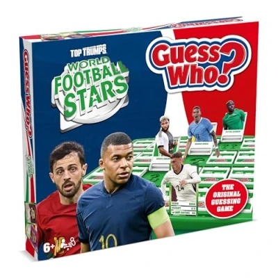 Image of Winning Moves World Football Stars Guess Who? Board Game, Play with Mbappé, Cole Palmer, Núñez, and Harry Kane, easy to set up, gift for ages 6 plus