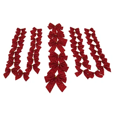 Image of Red Christmas Tree Bow Decorations X42 (Xmas Gift Present Decorative)