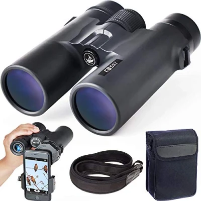 Image of Gosky 10x42 Roof Prism Binoculars for Adults, HD Professional Bird Watching Travel Stargazing Hunting Concerts Sports BAK4 FMC Lens with Phone Mount Strap Carrying Bag