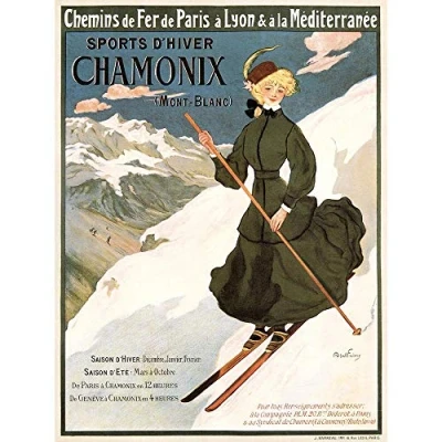 Image of Wee Blue Coo Sport Travel Winter Snow Skiing Chamonix France Vintage Advert Art Print Poster Wall Decor 12X16 Inch