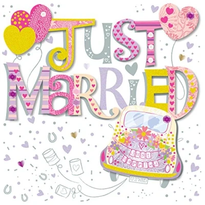 Image of Just Married Wedding Day Greeting Card by Talking Pictures Greetings Cards